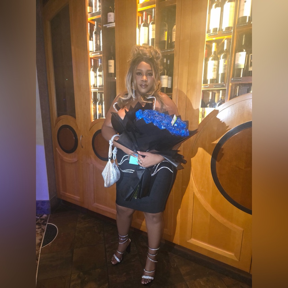 Fashion Nova Black Midi Dress with Silver Detailing - Picture 7 of 8